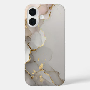Coque Pour iPhone 16 Marbre neutre et or
