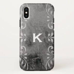 Case-Mate iPhone Case marbre noir avec motif floral argenté