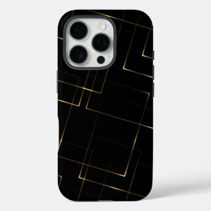 Coque iPhone 16 Pro Marbre noir et or élégant
