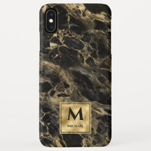 Case-Mate iPhone Case Marbre noir et or Monogramme Élégant Luxe