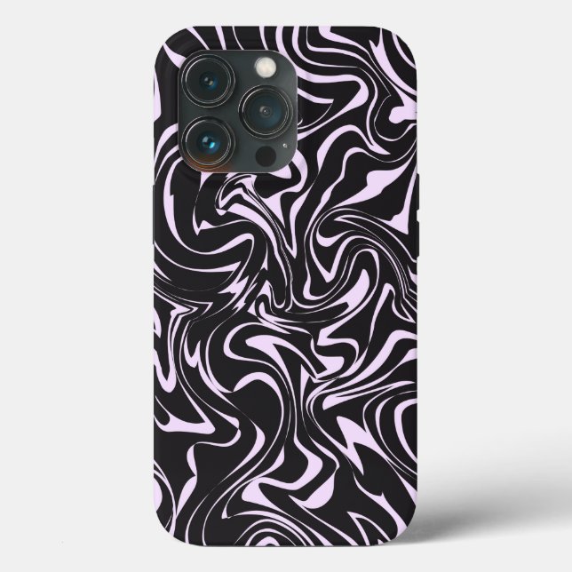 Coques Case-Mate iPhone Marbre noir et rose Motif Abstrait (Verso)