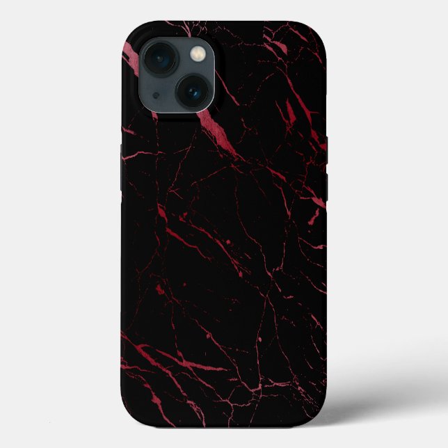 Coques Case-Mate iPhone Marbre noir et rouge de luxe (Verso)