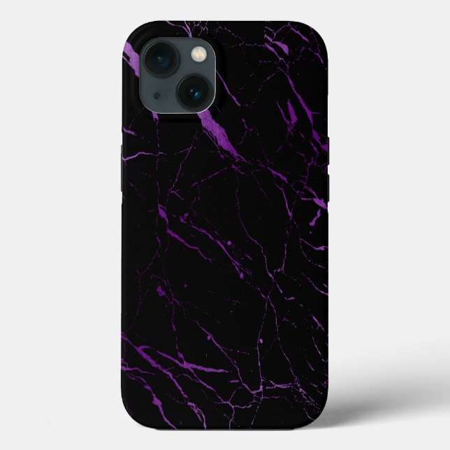 Coques Case-Mate iPhone Marbre noir et violet de luxe (Verso)
