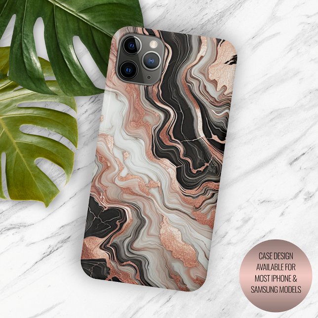 Coques Case-Mate iPhone Marbre noir gris rose or motif d'art (Créateur téléchargé)