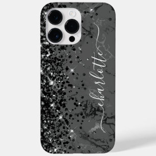 Coque Case-Mate iPhone Marbre Noir Pailleté Signature Féminine Glamour