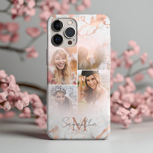 Coque iPhone 16 Pro Max Marbre or Rose élégant & 4 Photo