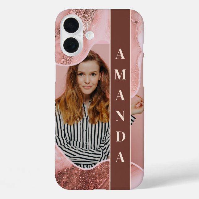 Coques Case-Mate iPhone Marbre or Rose glamour brillant photo (Verso)