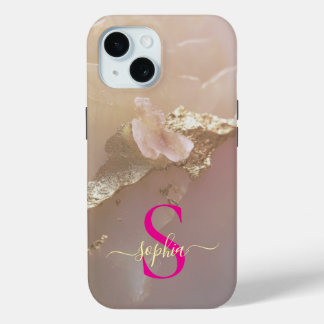 Coque Case-Mate iPhone Marbre or rose gold monogramme pailleté
