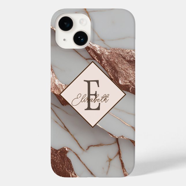 Coques Case-Mate iPhone Marbre Pailleté Cuivre Tendance (Verso)
