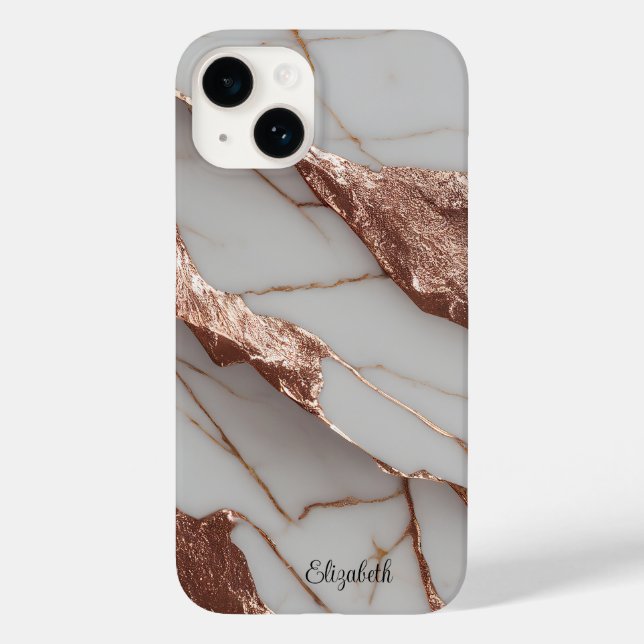 Coques Case-Mate iPhone Marbre Pailleté Cuivre Tendance (Verso)