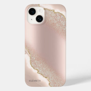 Coque Case-Mate iPhone Marbre Pailleté Or Rose Élégant Chic