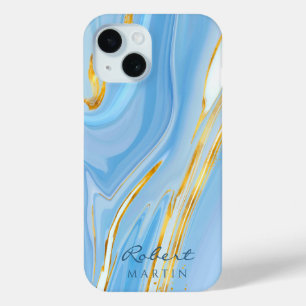 Coque Case-Mate iPhone Marbre Parties scintillant Blue Sky Gold personnal