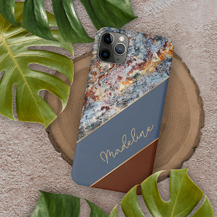Case-Mate iPhone Case Marbre personnalisé ambre brun bleu foncé chic