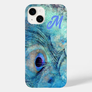 Coque Case-Mate iPhone Marbre plume de paon bleu violet sarcelle