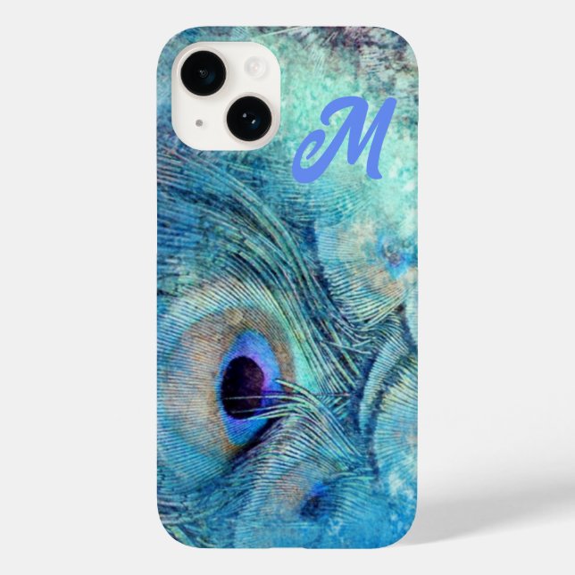 Coques Case-Mate iPhone Marbre plume de paon bleu violet sarcelle (Verso)