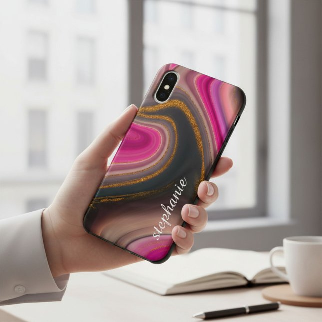 Coques Case-Mate iPhone Marbre Rose et Or Monogramme (Créateur téléchargé)