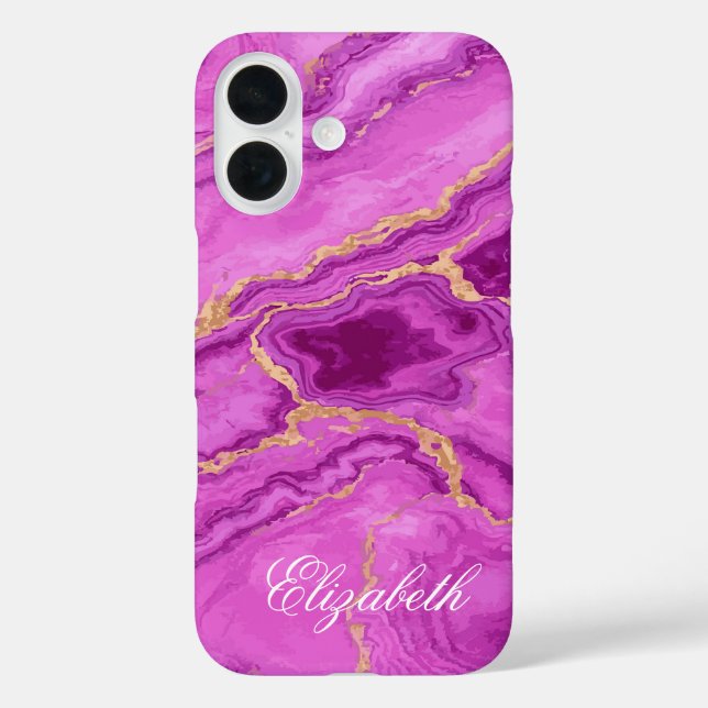 Coques Case-Mate iPhone Marbre rose et violet personnalisé (Verso)
