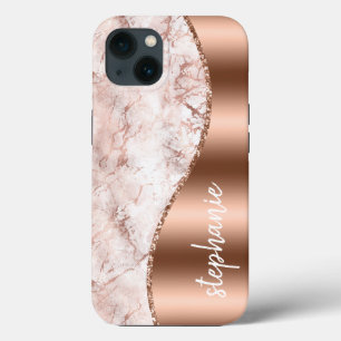 Case-Mate iPhone Case Marbre rose métallisé Glam Gold Rose Nom