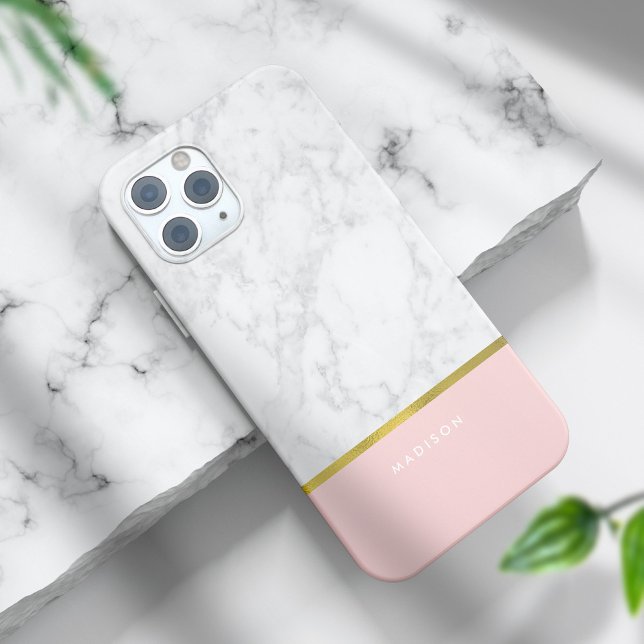 Coques Case-Mate iPhone Marbre rose Motif et Faux Gold Foil (Créateur téléchargé)