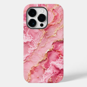 Coque Case-Mate iPhone Marbre Rose Océan Luxueux avec Veines Dorées