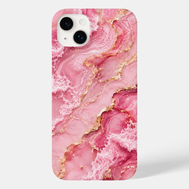 Coques Case-Mate iPhone Marbre Rose Océan Luxueux avec Veines Dorées (Verso)