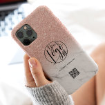 Coque Case-Mate iPhone Marbre rose or entreprise logo entreprise qr code<br><div class="desc">Parties scintillant d'or noir et faux rose moderne ombre sur élégant professionnel élégant marbre blanc rose entreprise logo qr code. Une façon simple et efficace de faire connaître votre entreprise.</div>