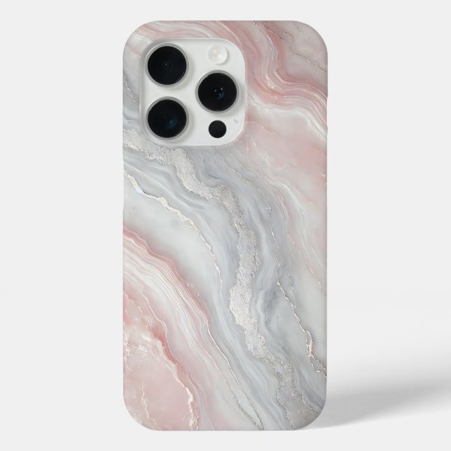 Coques Case-Mate iPhone Marbre rose pâle avec des points forts en argent (Verso)