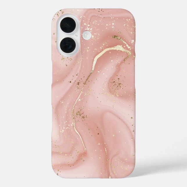 Coques Case-Mate iPhone Marbre Rose Pâle Pailleté Or Motif Abstrait (Verso)