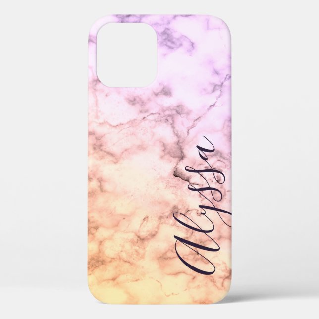 Coques Case-Mate iPhone Marbre rose pastel Marbre marbré Motif calligraphi (Verso)