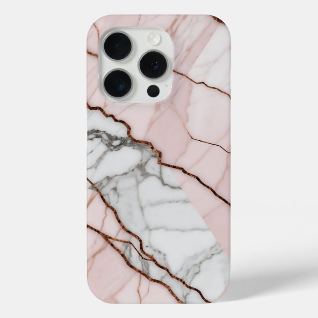 Coques Case-Mate iPhone Marbre rose vif avec des accents en cuivre (Verso)
