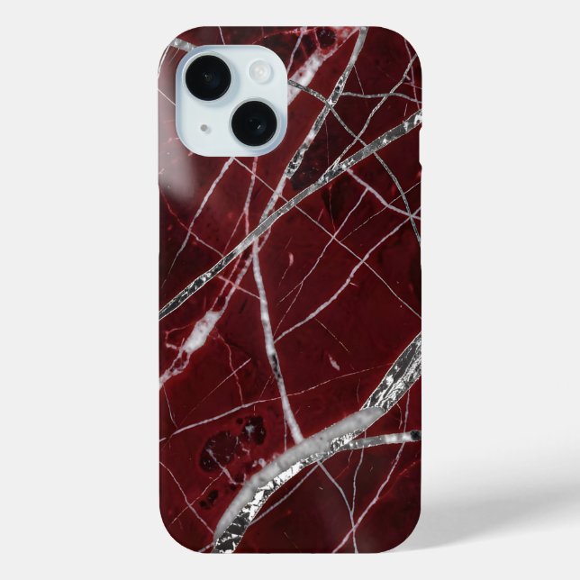 Coques Case-Mate iPhone Marbre rouge brillant de luxe (Verso)