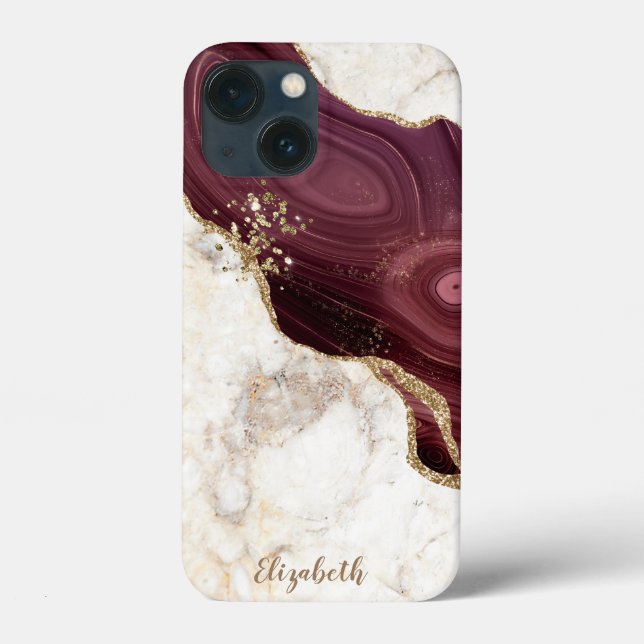 Coques Case-Mate iPhone Marbre tendance cool, or burgundy (Verso)