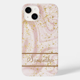Coque Case-Mate iPhone Marbre tourbillonnant rose et blanc personnalisé a