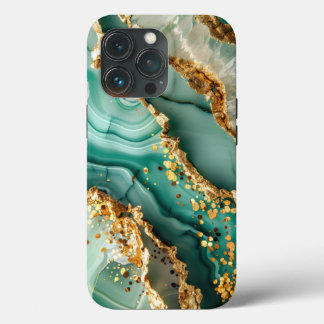 Case-Mate iPhone Case Marbre vert et or élégant