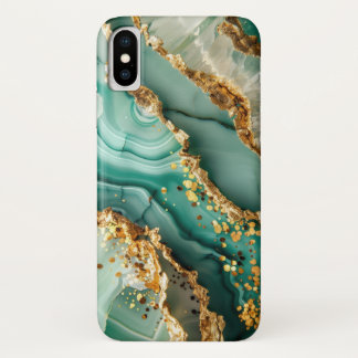 Case-Mate iPhone Case Marbre vert et or élégant