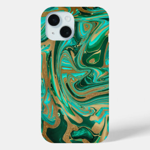Coque Case-Mate iPhone Marbre vert et or liquide