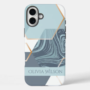 Coque Pour iPhone 16 Plus marbre vert poussiéreux nom personnalisé personnal