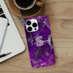 Coque Case-Mate iPhone Marbre violet brillant Fluide Art Abstrait Vibrant