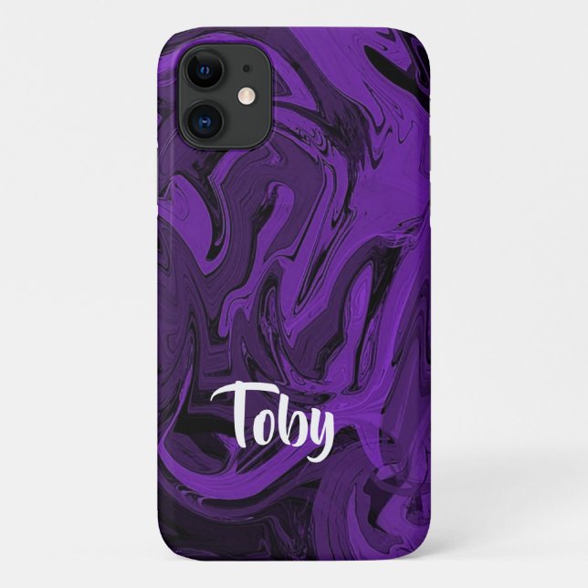 Coques Case-Mate iPhone Marbre violet et noir poli (Dos)