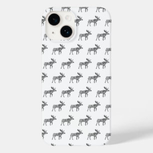 Coque Case-Mate iPhone Marche ornementale noir et blanc Moose Silhouette