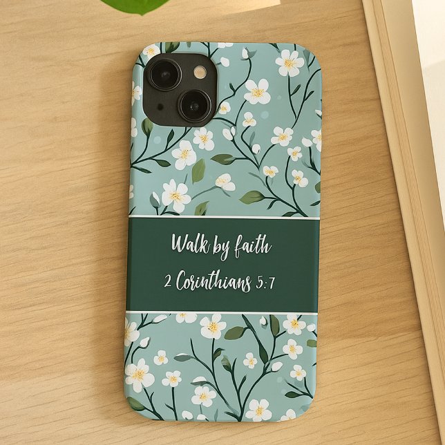 Coques Case-Mate iPhone Marchez par la foi verset biblique floral (Créateur téléchargé)