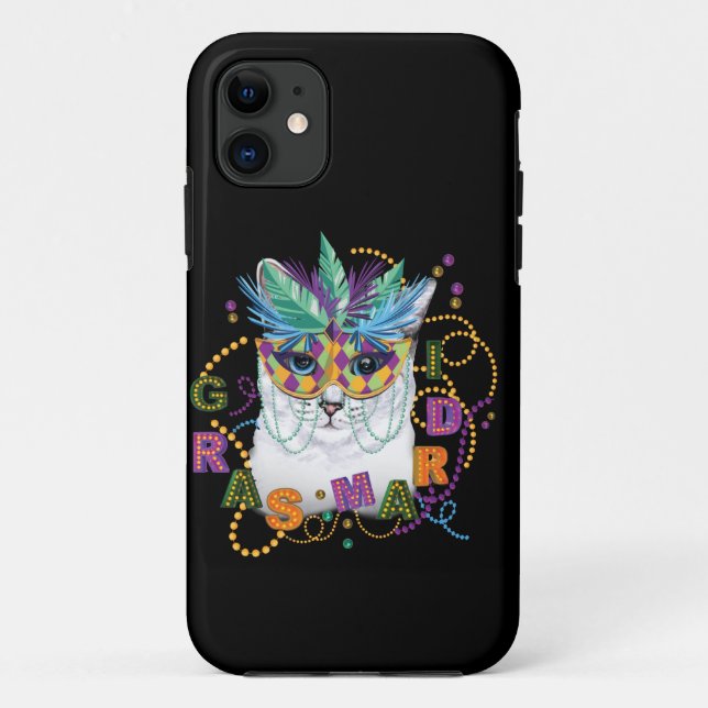 Coques Case-Mate iPhone Mardi Gras Chat, Funny Mardi Gras (Dos)