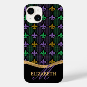 Coque Case-Mate iPhone Mardi Gras Fleur De Lis Faux Parties scintillant M