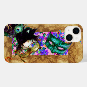 Coque Pour iPhone 14 MARDI GRAS MASQUERADE confetti parchemin