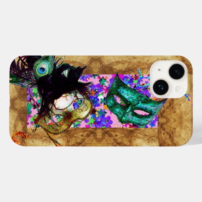 Coques Case-Mate iPhone MARDI GRAS MASQUERADE confetti parchemin (Verso (horizontal))