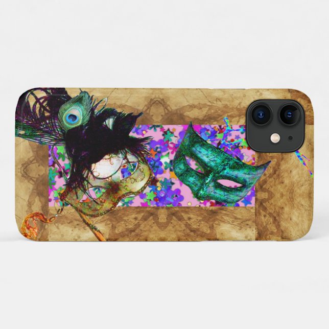 Coques Case-Mate iPhone MARDI GRAS MASQUERADE confetti parchemin (Dos (Horizontal))