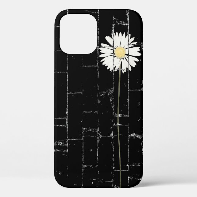 Coques Case-Mate iPhone marguerite blanche sur brique noire (Verso)