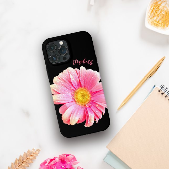 Coques Case-Mate iPhone Marguerite de Gerber rose humide scintillante (Créateur téléchargé)