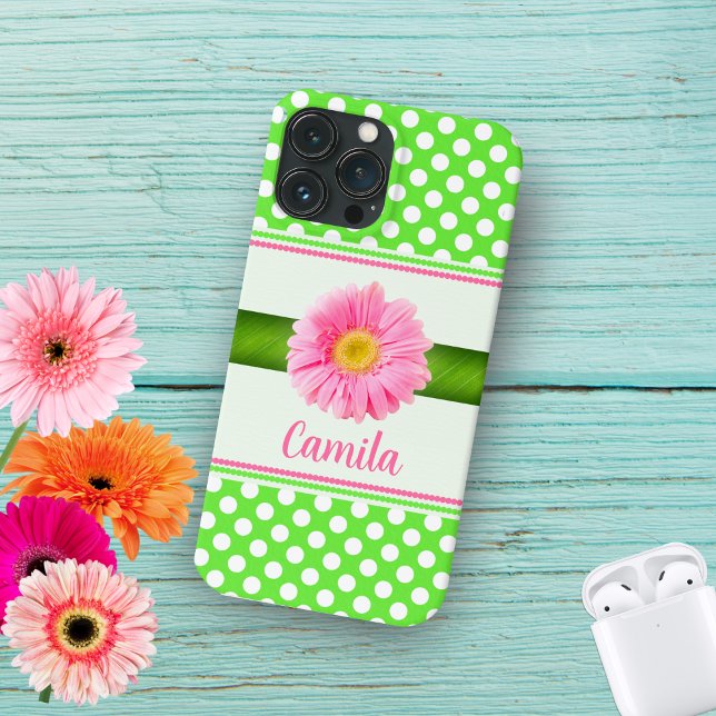 Coques Case-Mate iPhone Marguerite Gerber Rose À Pois (Créateur téléchargé)