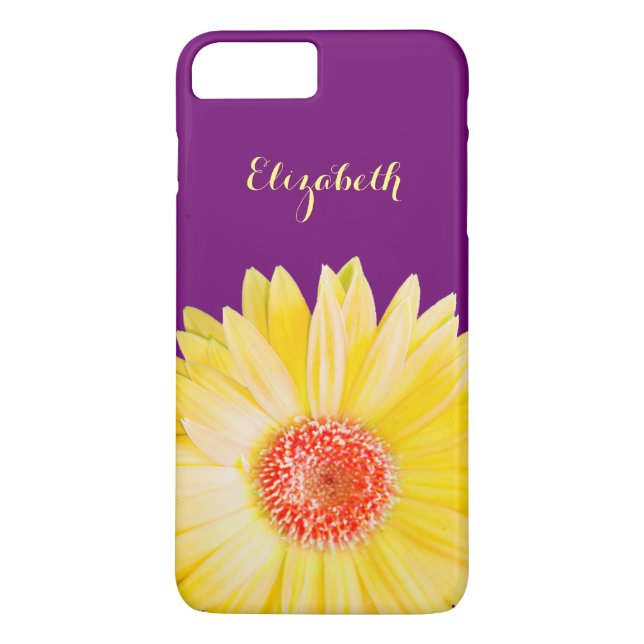 Coques Case-Mate iPhone Marguerite jaune de Gerber sur le pourpre foncé (Dos)